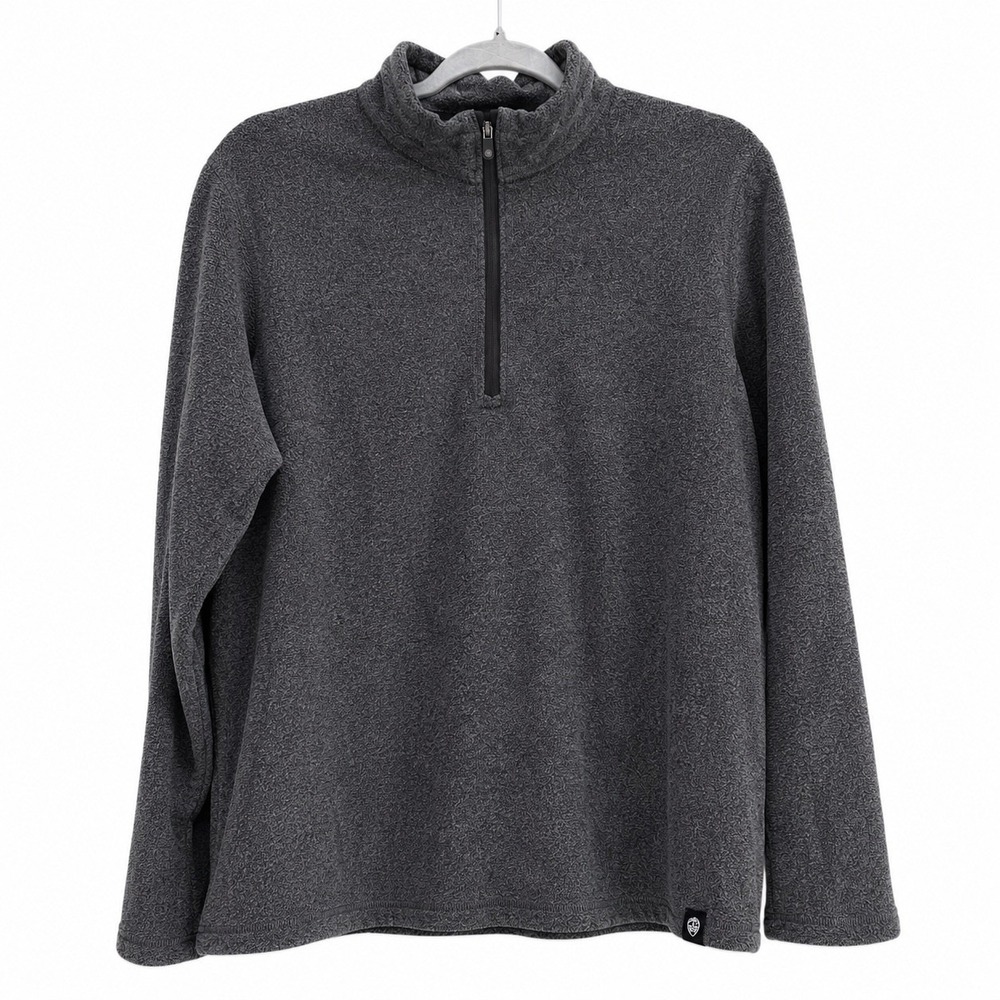 REI Co-op Mens Large Quarter Zip Fleece Pullover Charcoal Gray Heather Hiking